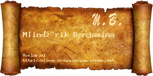 Mlinárik Benjamina névjegykártya